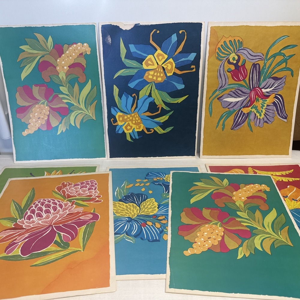 Vtg Prints Floral Tropical Bright 1970s Cruise Dinner Menus Stella Solaris